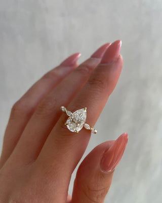 Bague de fiançailles avec diamants en forme de poire CVD de 1,30 CT à 3,30 CT sertis pavé de halo caché