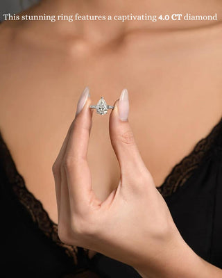 Bague de fiançailles à trois pierres avec diamants en forme de poire CVD de 2,0 CT à 4,0 CT