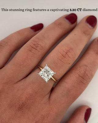 Bague de fiançailles avec solitaire en diamant princesse CVD de 1,30 CT à 3,30 CT