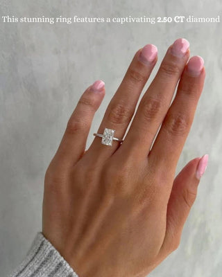 Bague de fiançailles avec diamant solitaire CVD radiant de 1,5 à 3,5 ct