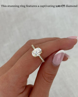 Bague de fiançailles avec diamant ovale CVD de 1,50 à 3,50 ct serti pavé de halo caché