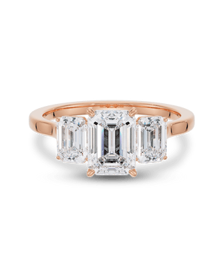 Bague de fiançailles à trois pierres avec diamants CVD taille émeraude de 1,5 à 3,5 ct