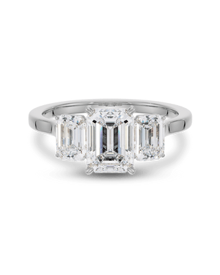 Bague de fiançailles à trois pierres avec diamants CVD taille émeraude de 1,5 à 3,5 ct