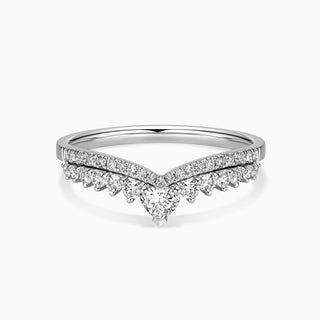 Alliance de mariage en diamants à chevrons et moissanite à coupe ronde pour femme 