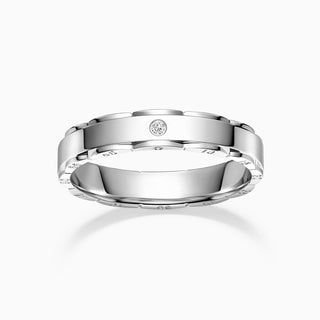 Round Cut Flush Moissanite Diamond Wedding Band for Her