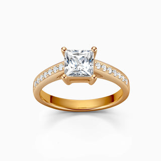 Bague de fiançailles en moissanite pavée taille princesse 1,0 ct 