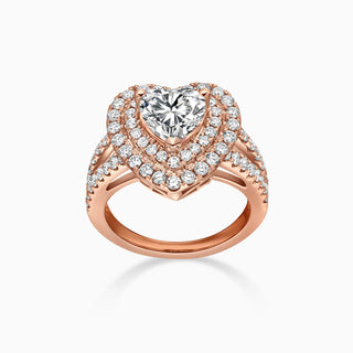 Bague de fiançailles en diamant Moissanite à double halo taille cœur 1,0 ct 