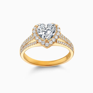 Bague de fiançailles avec diamant halo en moissanite taille cœur 1,0 ct 