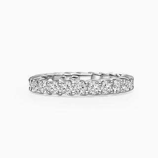 Round Cut Moissanite Four Claw Diamond Pave Wedding Band