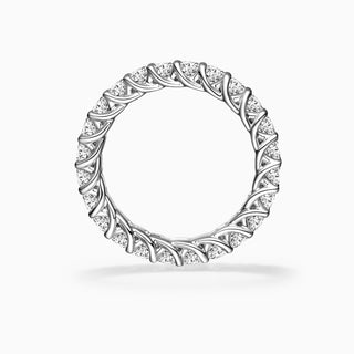 Alliance de mariage à quatre griffes pavées de diamants et de moissanite à coupe ronde