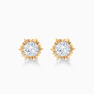 Boucles d'oreilles à clous en forme de flocon de neige avec diamants et moissanite à taille ronde