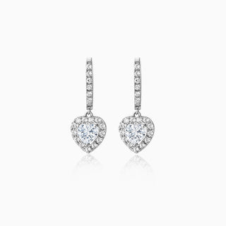 Boucles d'oreilles créoles en diamants Moissanite Halo taille cœur pour femmes