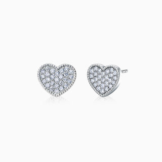 Pendientes de diamantes de moissanita con forma de corazón de corte redondo