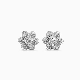 Pendientes con diamantes de moissanita de estilo flor de corte redondo único