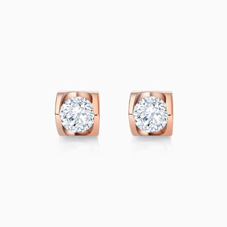 Boucles d'oreilles à tige en diamant unique avec moissanite à coupe ronde pour femmes