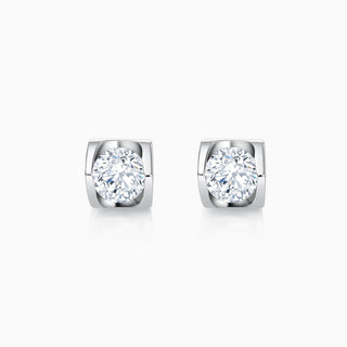 Boucles d'oreilles à tige en diamant unique avec moissanite à coupe ronde pour femmes