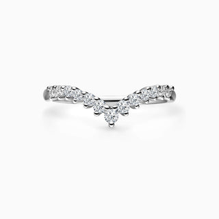 Round Cut Moissanite Diamond V-Shape Wedding Band