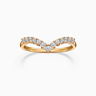 Round Cut Moissanite Diamond V-Shape Wedding Band