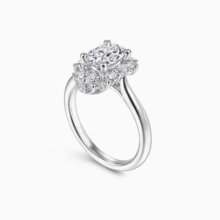 Bague de fiançailles en moissanite avec halo de diamants taille ovale de 4,0 ct 