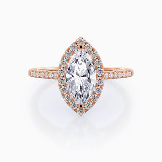 Bague de fiançailles en moissanite avec halo de diamants taille marquise de 4,0 ct 