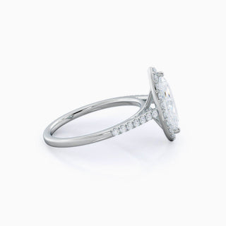 Bague de fiançailles en moissanite avec halo de diamants taille marquise de 4,0 ct 