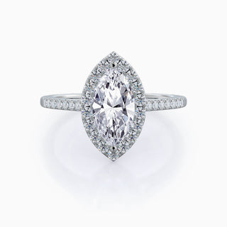 Bague de fiançailles en moissanite avec halo de diamants taille marquise de 4,0 ct 