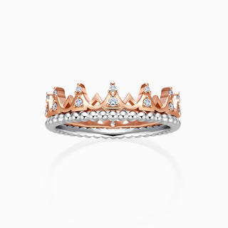 Alliance de mariage en diamant en forme de couronne avec moissanite à taille ronde 