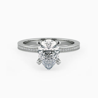 Bague de fiançailles en moissanite pavée de diamants taille poire de 4,0 ct 