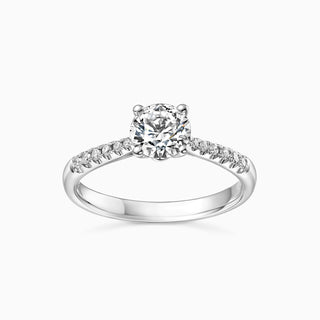 Bague de fiançailles avec diamants taille ronde et pavés en forme de cathédrale de 1,50 ct 