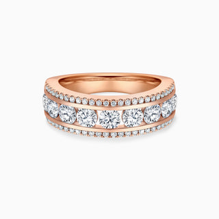 Round Cut Moissanite Diamond Triple Rows Wedding Band