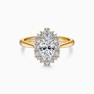 Bague de fiançailles en moissanite avec halo de diamants taille ovale de 4,0 ct 