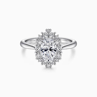 Bague de fiançailles en moissanite avec halo de diamants taille ovale de 4,0 ct 