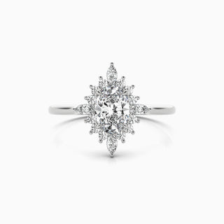 4.0CT Oval Cut Cluster Diamond Moissanite Engagement Ring