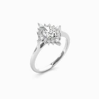 4.0CT Oval Cut Cluster Diamond Moissanite Engagement Ring