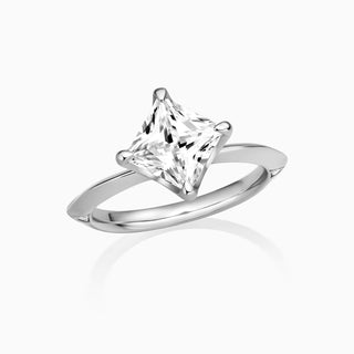 Bague de fiançailles avec diamant solitaire taille princesse et moissanite de 2,0 ct 