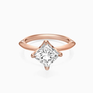 Bague de fiançailles avec diamant solitaire taille princesse et moissanite de 2,0 ct 