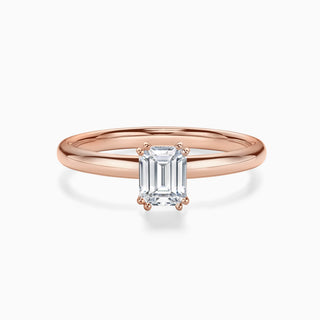 Bague de fiançailles solitaire en moissanite taille émeraude de 1,0 ct 