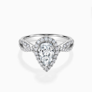 Bague de fiançailles en moissanite pavée de diamants taille poire 1,0 ct 