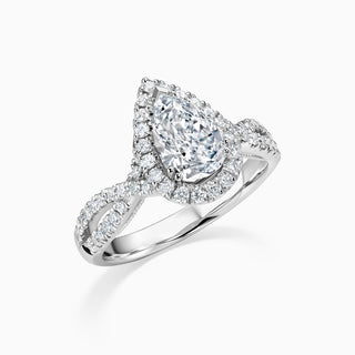 Anillo de compromiso con moissanita pavé de diamantes de talla pera de 1,0 ct 