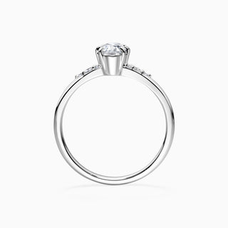 Bague de fiançailles pavée de moissanite et de diamants taille ovale de 1,0 ct 