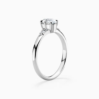 Bague de fiançailles pavée de moissanite et de diamants taille ovale de 1,0 ct 