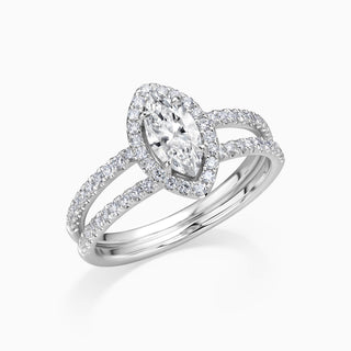 Bague de fiançailles à tige fendue en moissanite et diamant taille poire de 1,50 ct 