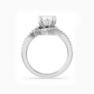 1.0CT Heart Cut Moissanite Diamond Halo Engagement Ring