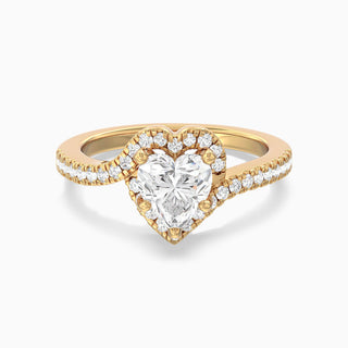 Bague de fiançailles avec halo de diamants en moissanite taille cœur de 1,0 ct 