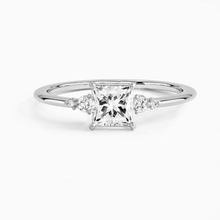 Bague de fiançailles avec diamants en grappe de moissanite taille princesse de 1,0 ct 