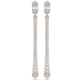 1.51 TCW Round & Baguette Moissanite Diamond Long Drop Earrings