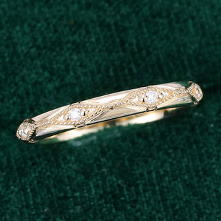 0.07 CT Round Moissanite Vintage Style Wedding Band