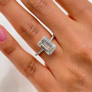 Bague de fiançailles avec diamants pavés d'émeraude de 2,50 à 5,02 ct