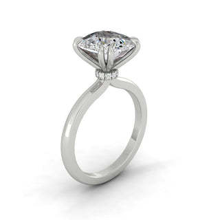 Bague de fiançailles avec halo caché en moissanite en forme de coussin de 2,0 ct