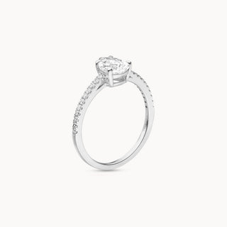 1.0 -3.0 CT Pear Shape CVD Diamond Pave Setting Engagement Ring